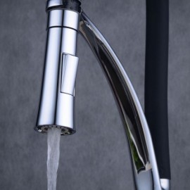 Chrome Brass Kitchen Faucet With Pull Down Spout Black And Chrome