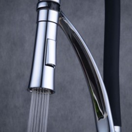 Chrome Brass Kitchen Faucet With Pull Down Spout Black And Chrome