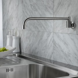 Wall-Mounted Cold Water Kitchen Faucet In Brushed 304 Stainless Steel