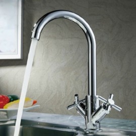 Double Handle Chrome Brass Kitchen Faucet