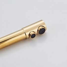 Gold Polished Solid Brass Double Handle Kitchen Faucet