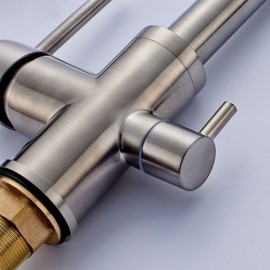 Single Hole Double Handle Kitchen Faucet In Brushed Nickel