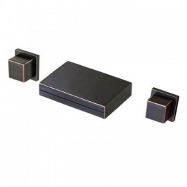 Orb Antique Black Two-Handle Solid Brass Wall-Mount Waterfall Lavatory Faucet