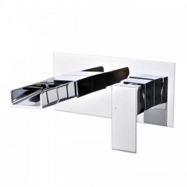 Contemporary Waterfall Wall Mount Sink Faucet In Chrome Brass