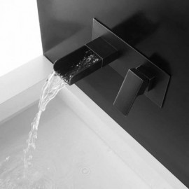 Solid Brass Waterfall Sink Faucet Wall Mount For Bathroom