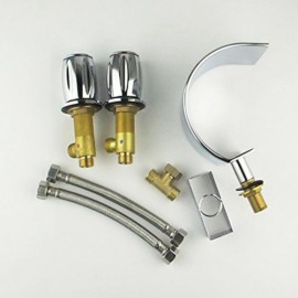 Chrome-Plated Brass Waterfall Basin Mixer With Double Handles For Bathroom