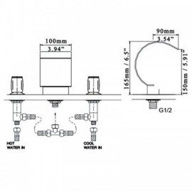 Chrome-Plated Brass Waterfall Basin Mixer With Double Handles For Bathroom