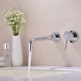 Double Hole Chrome Brass Wall Mounted Sink Faucet