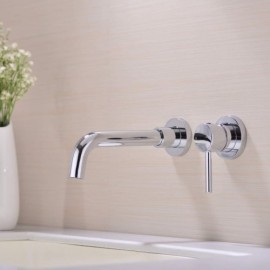 Double Hole Chrome Brass Wall Mounted Sink Faucet
