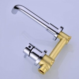 Double Hole Chrome Brass Wall Mounted Sink Faucet