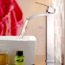 Chrome/Brushed Solid Brass Waterfall Faucet For Bathroom