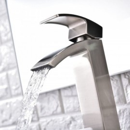 Chrome/Brushed Solid Brass Waterfall Faucet For Bathroom