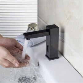 Single Hole Automatic Sensor Bathroom Faucet Antique Orb Black