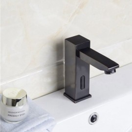 Single Hole Automatic Sensor Bathroom Faucet Antique Orb Black