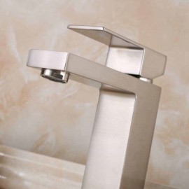 Modern Single Hole Lavatory Faucet In Brushed Nickel
