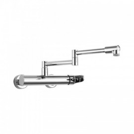 Chrome-Plated Copper Wall-Mounted Kitchen Mixer 2 Holes 1 Handle