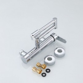 Chrome-Plated Copper Wall-Mounted Kitchen Mixer 2 Holes 1 Handle