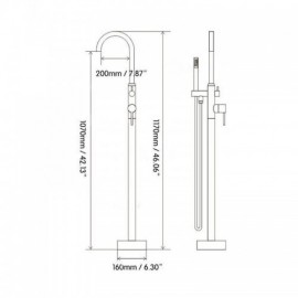 Bathtub Mixer With Brushed Brass Hand Shower For Bathroom