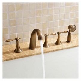 Bathtub Mixer With Brass Handshower 2 Handles 5 Holes 3 Models For Bathroom