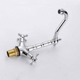 Brass Basin Mixer 2 Chrome Handles For Bathroom