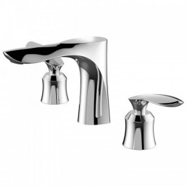 Brass Basin Mixer 2 Handles 3 Holes 3 Colors For Bathroom