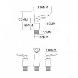 Brass Basin Mixer 2 Handles 3 Holes 3 Colors For Bathroom