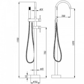 Bathtub Mixer With Hand Shower Brushed Brass For Bathroom