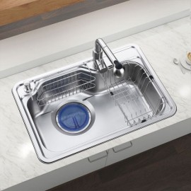 304 Stainless Steel Sink With Connecting Pipe Soap Dispenser Drain Basket*2