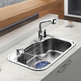 304 Stainless Steel Sink With 1 Bowl 1 Connection Pipe 1 Soap Dispenser 2 Drain Basket For Kitchen
