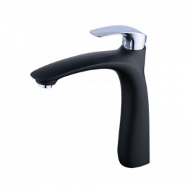 Brass Basin Faucet Chrome Handle Black Baking Paint For Bathroom