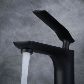 Brass Basin Faucet Black Baking Paint For Bathroom