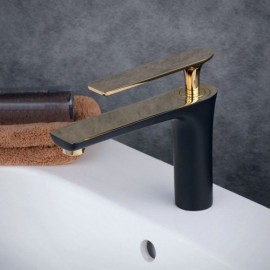 Brass Basin Faucet Black Gold Baking Paint For Bathroom