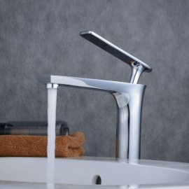 H18Cm Chrome-Plated Brass Sink Faucet For Bathroom