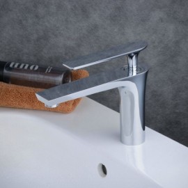 H18Cm Chrome-Plated Brass Sink Faucet For Bathroom