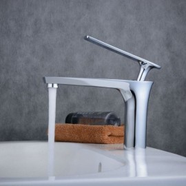 H18Cm Chrome-Plated Brass Sink Faucet For Bathroom