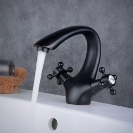 Brass Basin Faucet Black Baking Paint Orb For Bathroom