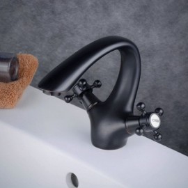 Brass Basin Faucet Black Baking Paint Orb For Bathroom