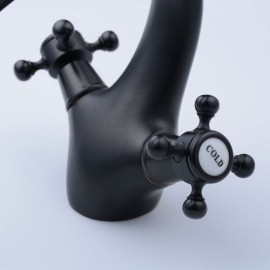 Brass Basin Faucet Black Baking Paint Orb For Bathroom