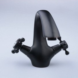 Brass Basin Faucet Black Baking Paint Orb For Bathroom