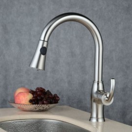 Kitchen Faucet With Brushed Stainless Steel Spray
