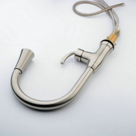 Kitchen Faucet With Brushed Stainless Steel Spray