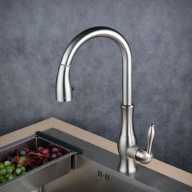 Kitchen Faucet With Brushed Stainless Steel Spray