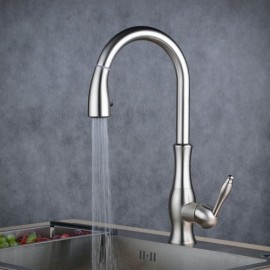 Kitchen Faucet With Brushed Stainless Steel Spray