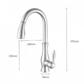 Kitchen Faucet With Brushed Stainless Steel Spray