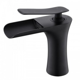 Black Basin Faucet Baking Paint Hot Cold Water For Bathroom