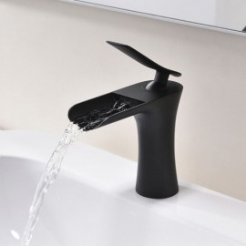 Black Basin Faucet Baking Paint Hot Cold Water For Bathroom