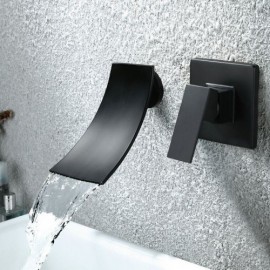 Black Bathtub Faucet Baking Paint Hot Cold Water For Bathroom