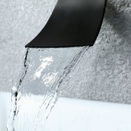 Black Bathtub Faucet Baking Paint Hot Cold Water For Bathroom