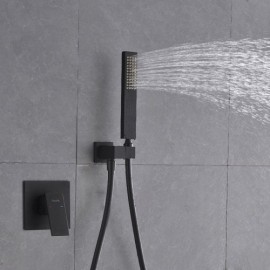 Black Shower Faucet With Shower Head Wall Mount Baking Paint For Bathroom