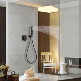Black Shower Faucet With Shower Head Wall Mount Baking Paint For Bathroom